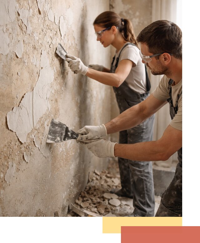 Снятие старой шпаклевки и подготовка поверхностей в Серове