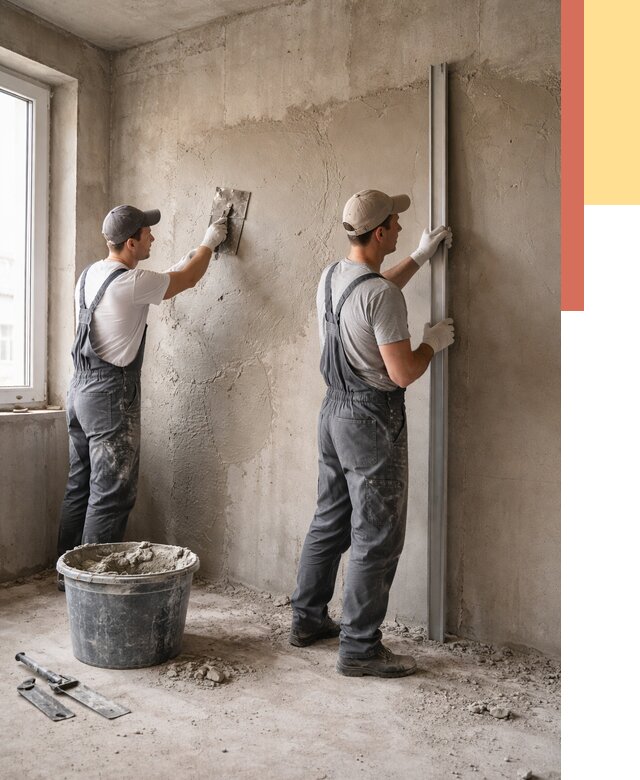 Штукатурка бетонных стен в Серове от 4591 руб/м² — качественно и быстро | ОТДЕЛОЧНИК-Срв