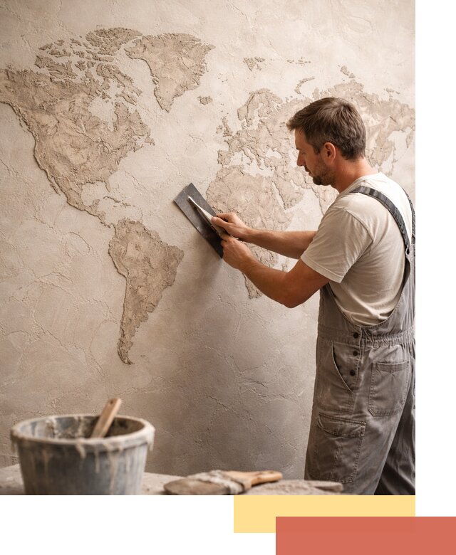 Декоративная штукатурка «Карта мира» под ключ в Серове