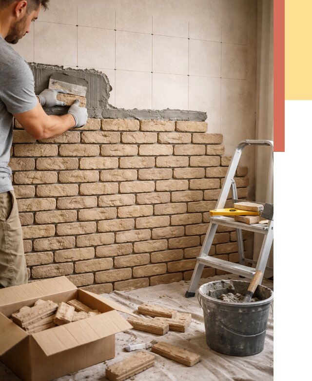 Монтаж декоративного кирпича в Серове от 3265 руб./м² — быстро и недорого | ОТДЕЛОЧНИК-Срв