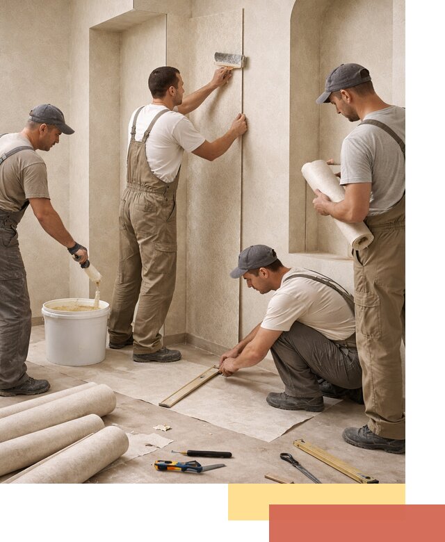 Поклейка обоев на сложные стены и неровные поверхности в Серове