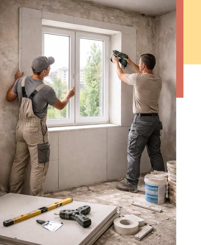 Монтаж откосов из гипсокартона в Серове от 4591 руб. под ключ | ОТДЕЛОЧНИК-Срв