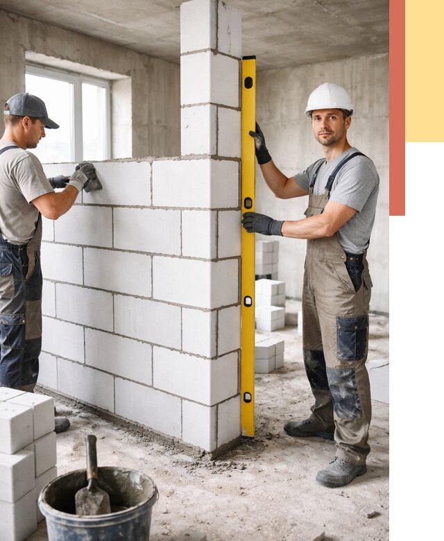 Кладка перегородок из пеноблока в Серове от 1836 руб. под ключ | ОТДЕЛОЧНИК-Срв