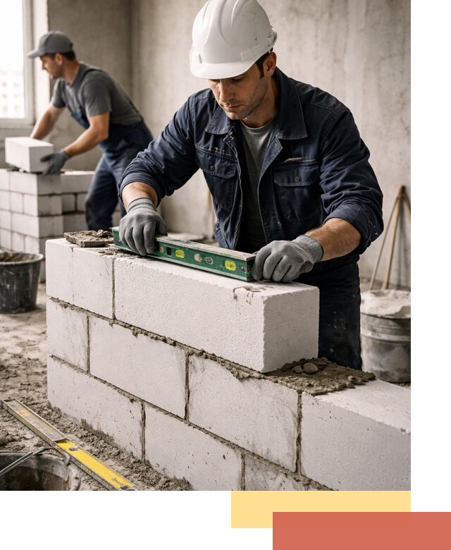 Кладка перегородок из пеноблока под ключ в Серове