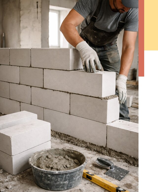 Кладка перегородок из силикатного блока в Серове от 4081 руб. под ключ | ОТДЕЛОЧНИК-Срв