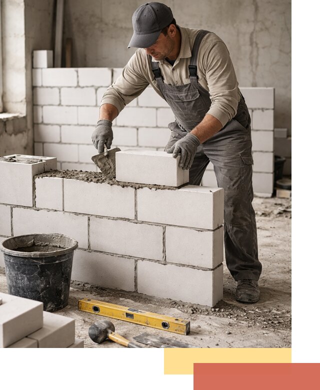 Кладка перегородок из силикатного блока в Серове