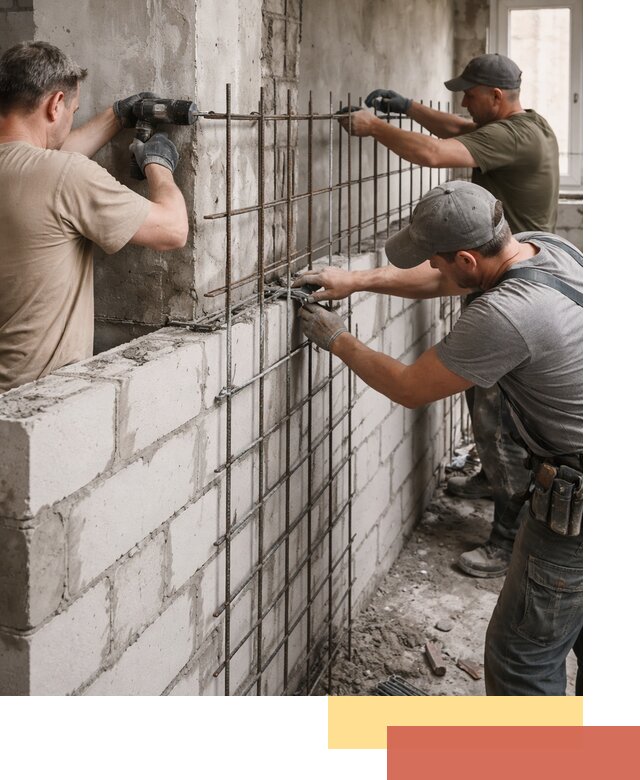 Армирование кладки перегородок в Серове профессионально и надёжно