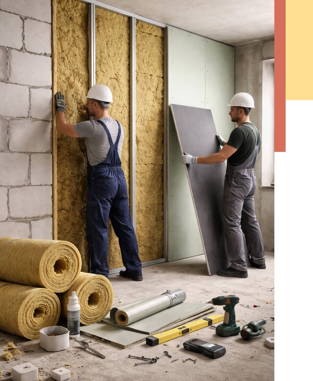 Шумоизоляция перегородок из блоков в Серове от 1887 руб./м² — быстро и недорого | ОТДЕЛОЧНИК-Срв