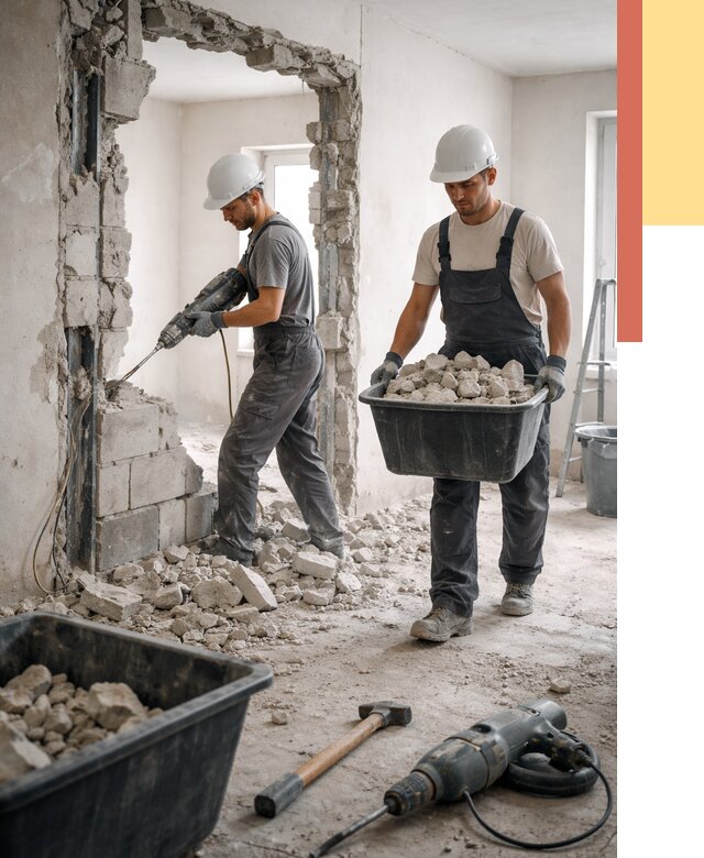 Демонтаж блоковых перегородок в Серове от 3826 руб. — быстро и недорого | ОТДЕЛОЧНИК-Срв