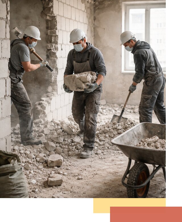 Демонтаж блочных перегородок в Серове быстро и аккуратно