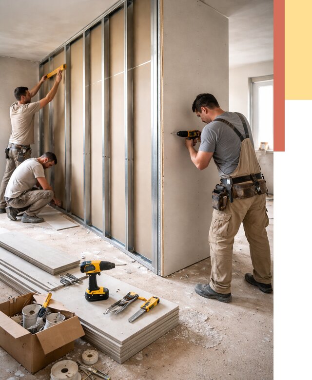 Монтаж однослойной перегородки из гипсокартона в Серове от 663 руб. | ОТДЕЛОЧНИК-Срв