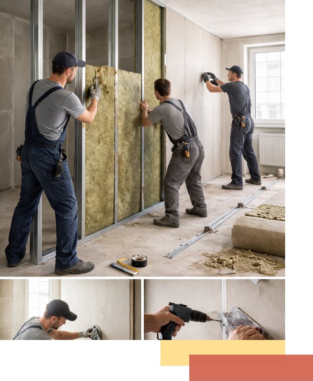 Перегородка из гипсокартона с шумоизоляцией в Серове — монтаж под ключ