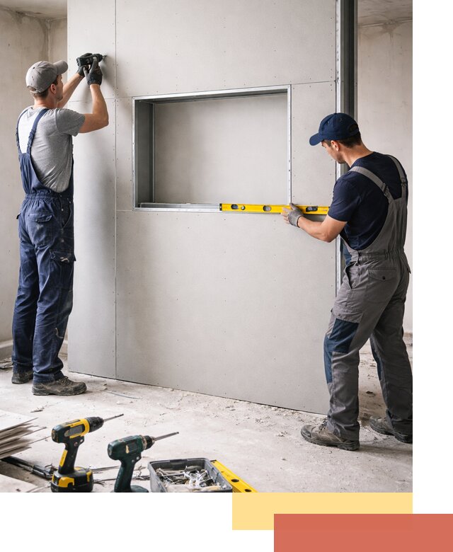 Перегородка из гипсокартона с нишей под декор в Серове