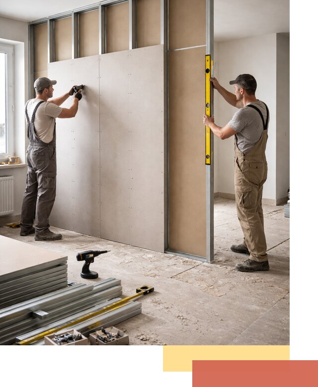 Зонирующая перегородка из гипсокартона под ключ в Серове