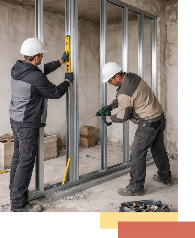 Монтаж каркаса перегородки из профиля в Серове