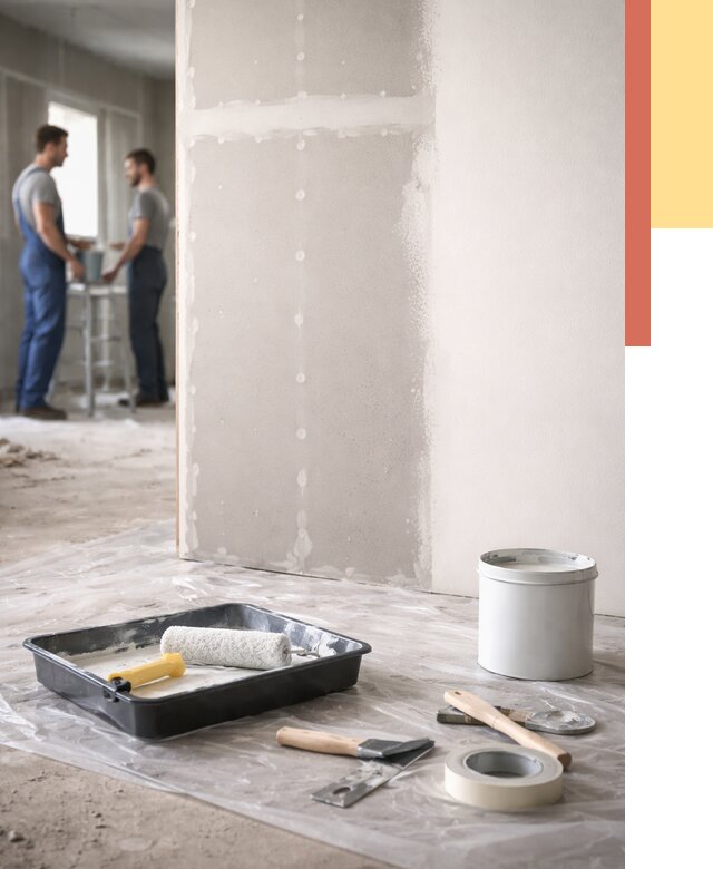 Покраска перегородок из гипсокартона в Серове от 4591 руб. под ключ | ОТДЕЛОЧНИК-Срв