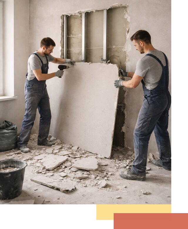 Демонтаж перегородки из гипсокартона в Серове быстрый и аккуратный