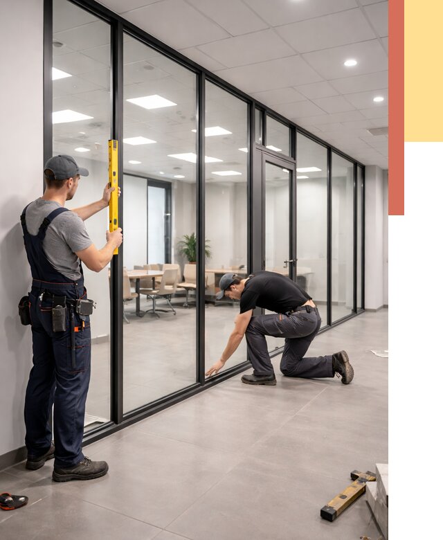 Каркасные стеклянные перегородки в Серове под ключ от 9386 руб. | ОТДЕЛОЧНИК-Срв