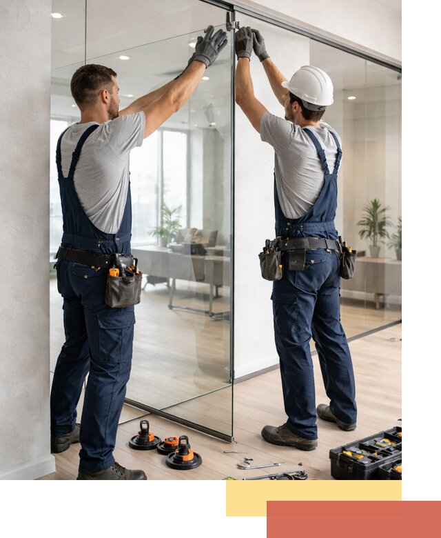 Безрамные стеклянные перегородки под ключ в Серове