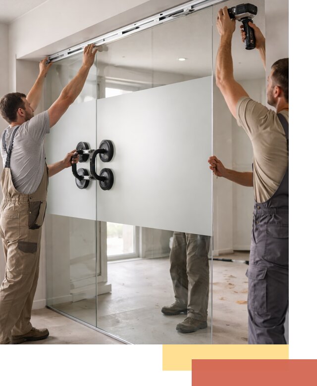 Матовые стеклянные перегородки под ключ в Серове