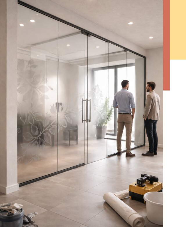 Стеклянные перегородки с рисунком в Серове от 12753 руб. монтаж и нанесение | ОТДЕЛОЧНИК-Срв