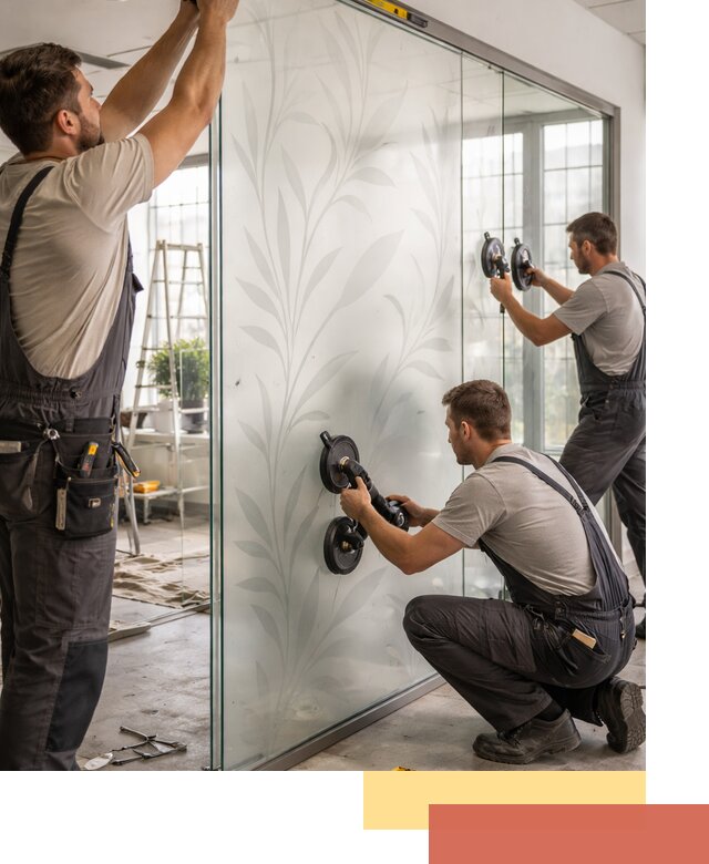 Стеклянные перегородки с рисунком на заказ в Серове