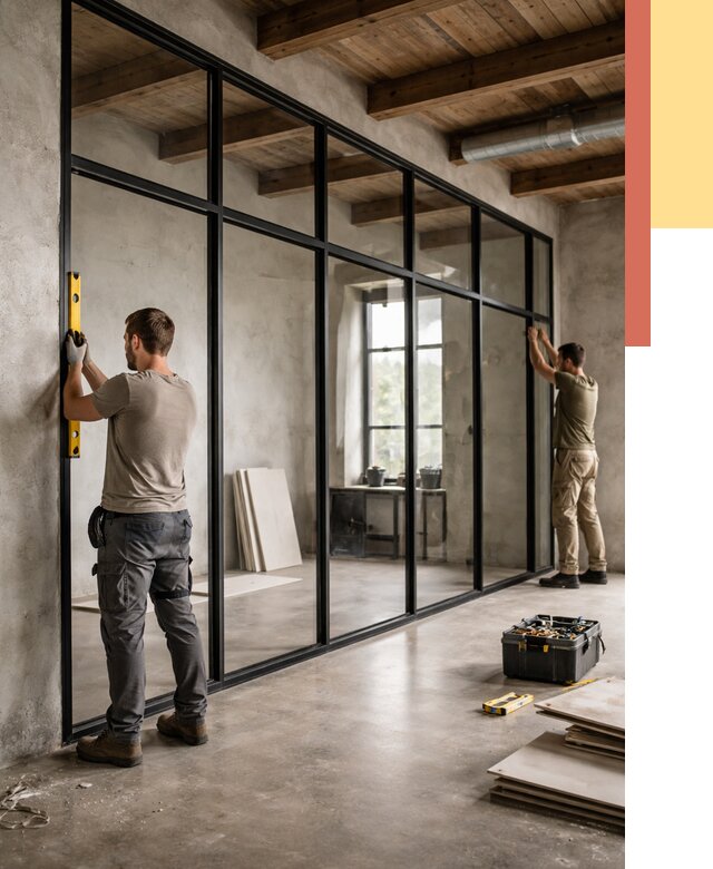 Стеклянные перегородки лофт в Серове от 10712 руб. под ключ | ОТДЕЛОЧНИК-Срв