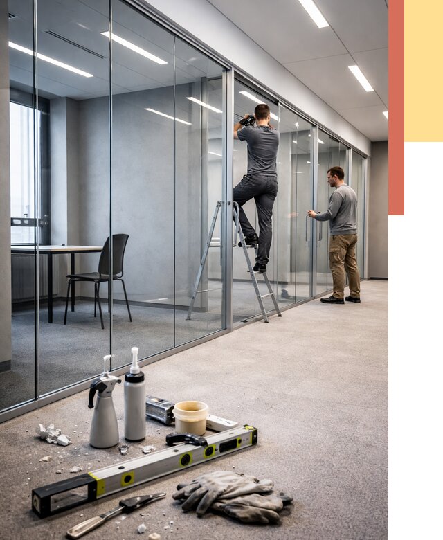 Стеклянные офисные перегородки в Серове от 8672 руб. — монтаж и установка | ОТДЕЛОЧНИК-Срв