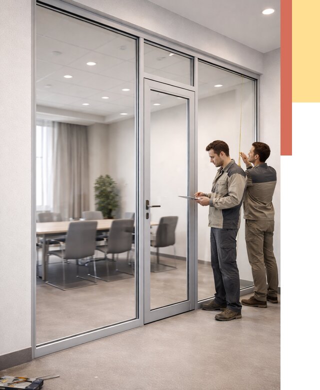 Установка и монтаж алюминиевых перегородок со стеклом в Серове от 8366 руб. | ОТДЕЛОЧНИК-Срв