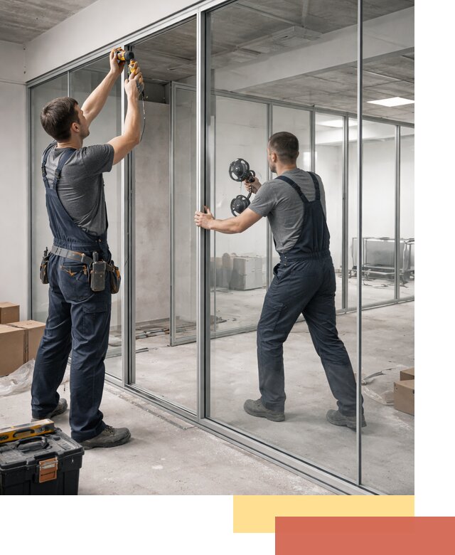 Алюминиевые перегородки со стеклом в Серове — изготовление и монтаж