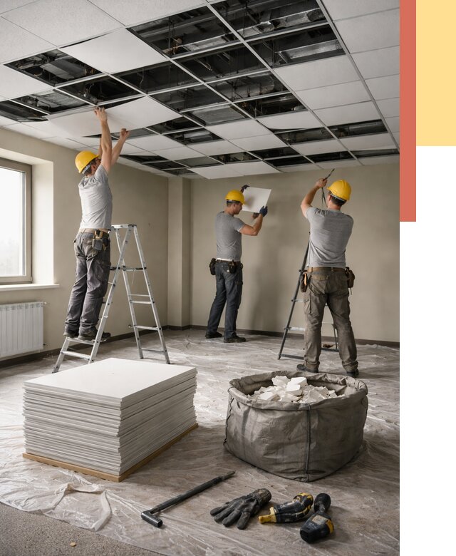 Демонтаж потолка Армстронг в Серове от 4591 руб. быстро и недорого | ОТДЕЛОЧНИК-Срв