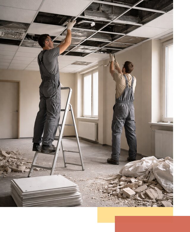 Демонтаж потолков Армстронг профессионально в Серове