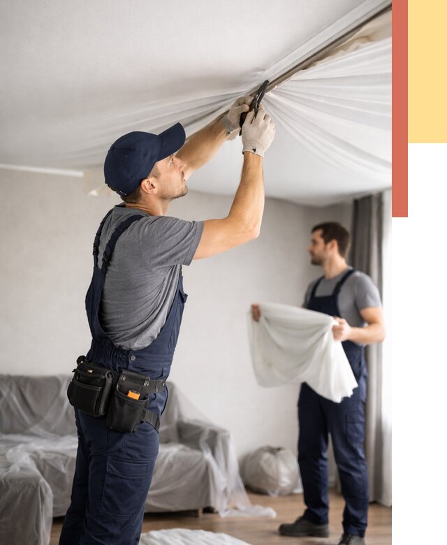 Демонтаж натяжного потолка в Серове от 4591 руб. — снятие и разбор под ключ | ОТДЕЛОЧНИК-Срв