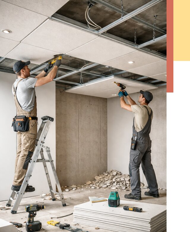 Монтаж акустического потолка в Серове от 6631 руб/м2 — быстро и недорого | ОТДЕЛОЧНИК-Срв