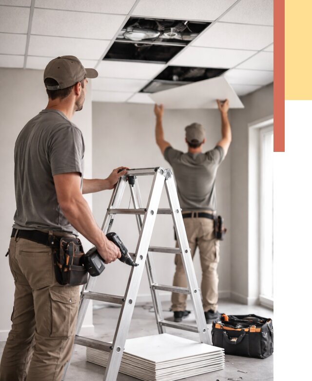 Обслуживание подвесного потолка в Серове от 3571 руб. — быстро и недорого | ОТДЕЛОЧНИК-Срв