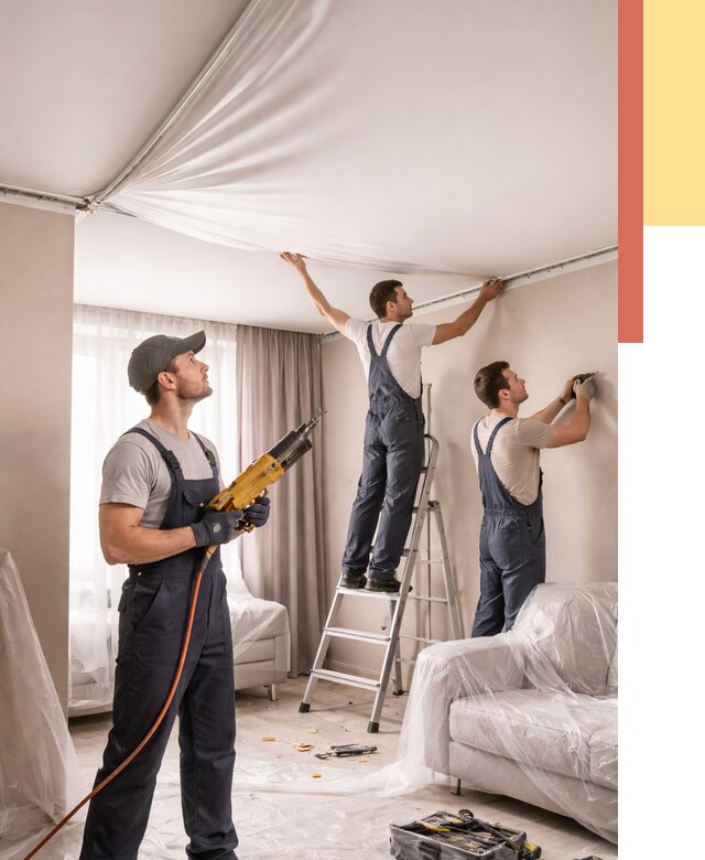 Установка натяжного потолка в Серове от 4591 руб. | Быстро и недорого — ОТДЕЛОЧНИК-Срв