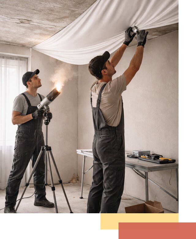 Установка натяжного потолка под ключ в Серове