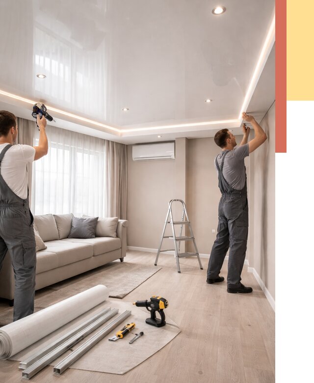 Монтаж глянцевого натяжного потолка в Серове от 765 руб. под ключ | ОТДЕЛОЧНИК-Срв