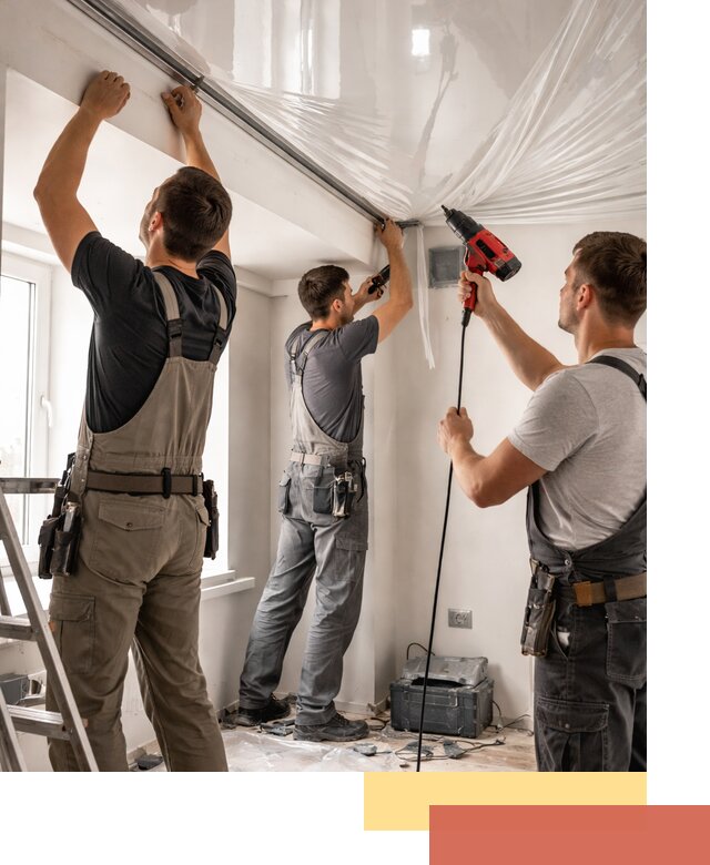 Монтаж глянцевого натяжного потолка в Серове быстро и качественно