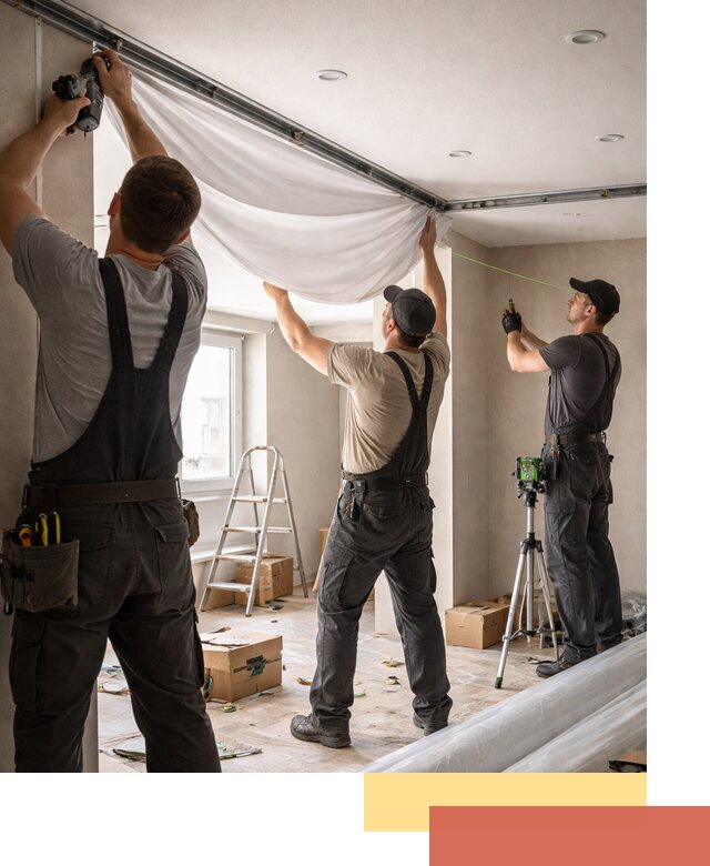 Монтаж парящего натяжного потолка под ключ в Серове