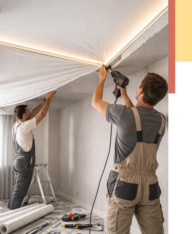 Монтаж натяжного потолка с подсветкой в Серове от 969 руб. | ОТДЕЛОЧНИК-Срв