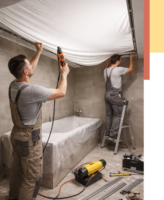 Монтаж натяжного потолка в ванной в Серове от 1224 руб. под ключ | ОТДЕЛОЧНИК-Срв