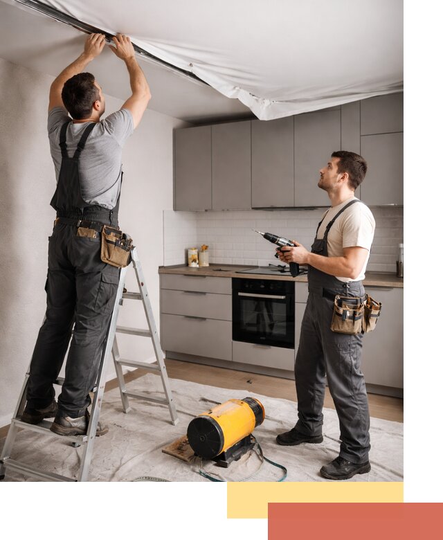 Монтаж натяжного потолка на кухне в Серове