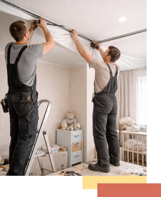 Монтаж натяжного потолка в детской комнате в Серове