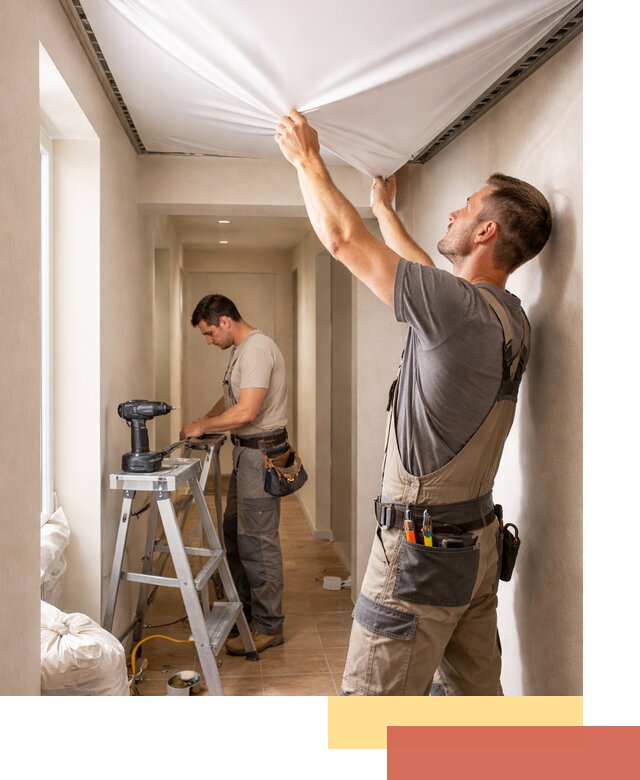 Монтаж натяжного потолка в прихожей в Серове