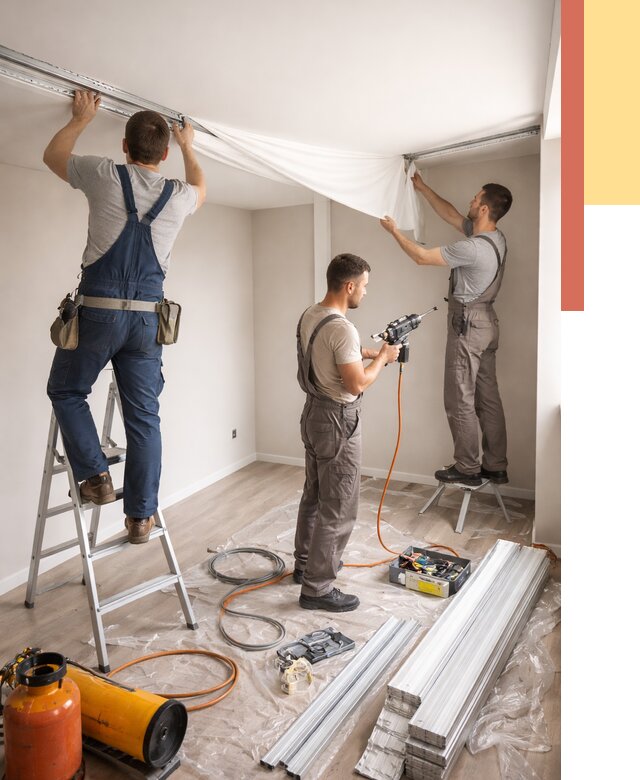 Монтаж натяжного потолка в студии в Серове от 5611 руб. — быстро и недорого | ОТДЕЛОЧНИК-Срв