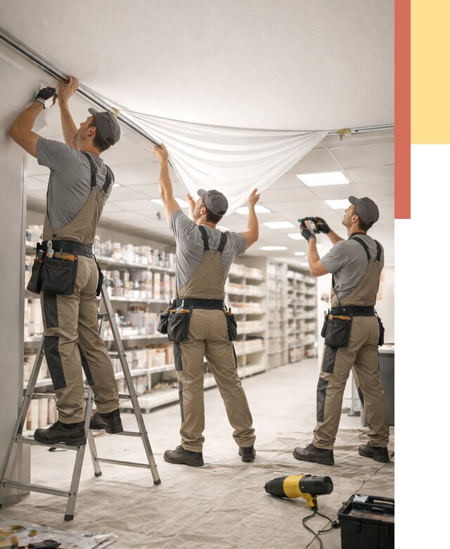 Монтаж натяжного потолка в магазине в Серове от 4591 руб. быстро и недорого | ОТДЕЛОЧНИК-Срв
