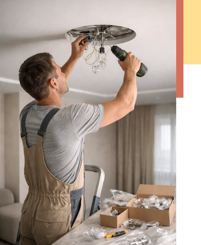 Установка люстры в натяжной потолок в Серове от 1224 руб. | Быстро и недорого — ОТДЕЛОЧНИК-Срв