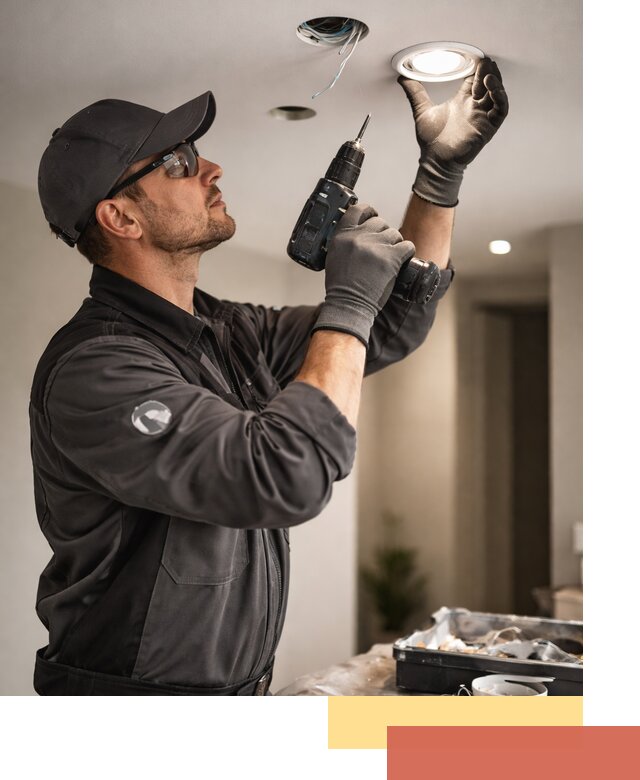 Установка точечных светильников в натяжной потолок в Серове