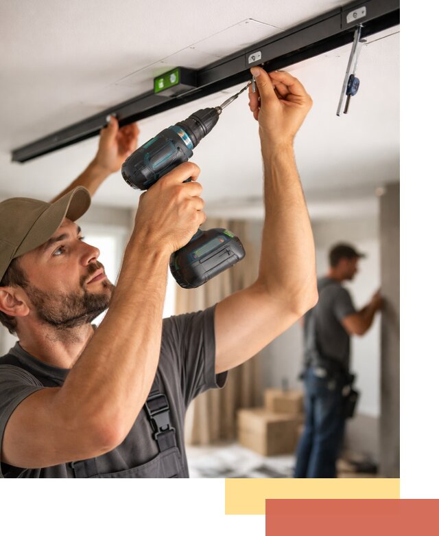 Установка трековых светильников в натяжной потолок в Серове